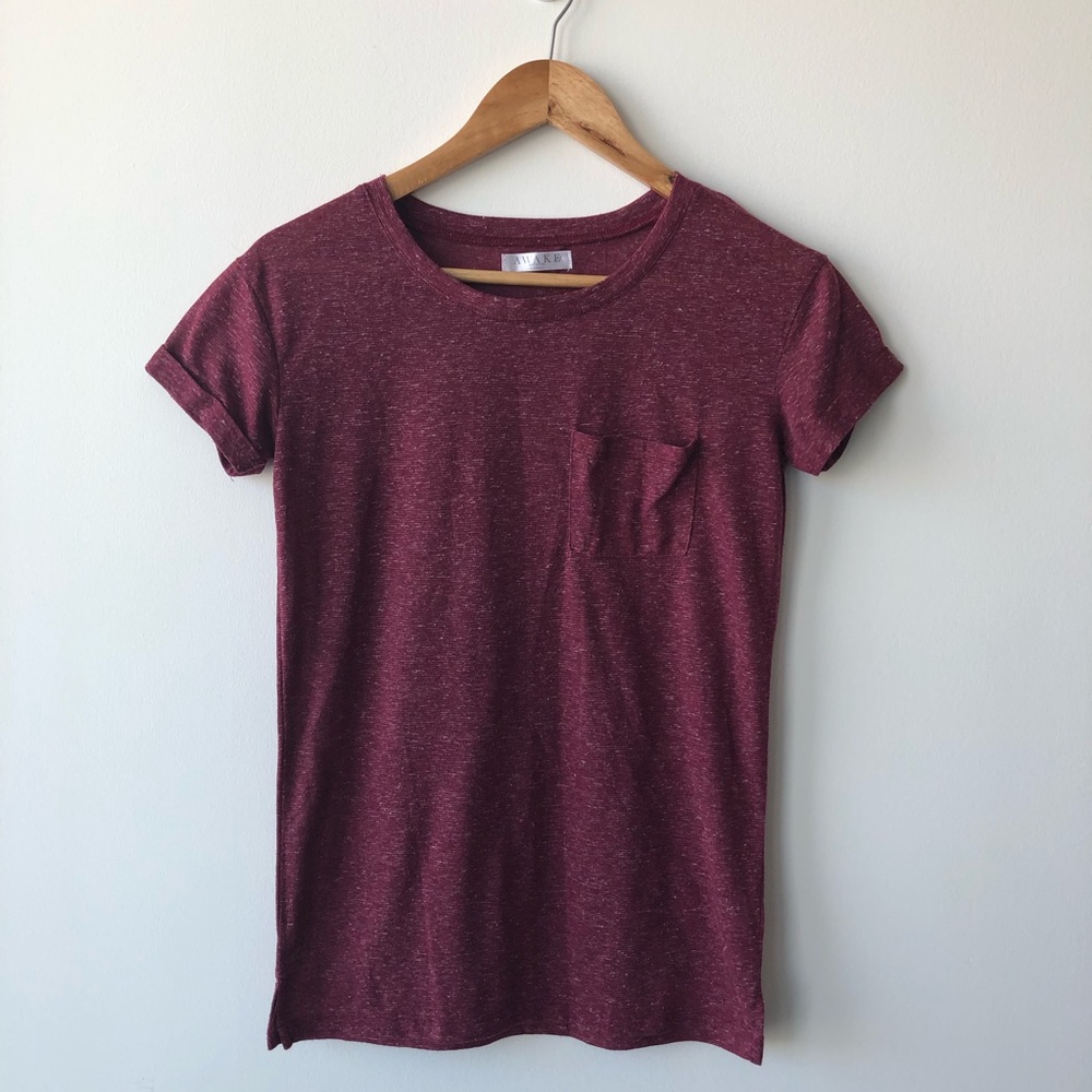 Awake Burgundy Scoop Neck Tee Shirt